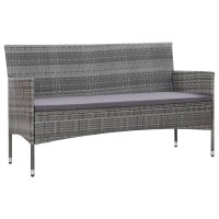 vidaXL 3Seater Garden Sofa with Cushions Gray Poly Rattan 45898