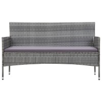 vidaXL 3Seater Garden Sofa with Cushions Gray Poly Rattan 45898