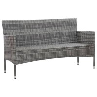 vidaXL 3Seater Garden Sofa with Cushions Gray Poly Rattan 45898