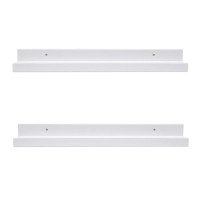 Azsky White Floating Shelves Wall Mounted Set Of 2 24 Inch Picture Ledge Shelf For Storage Bedroom Bathroom Kitchen Living Room