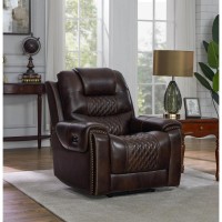 North Motion Collection Power2 Recliner Transitional Dark Brown