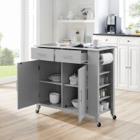 Savannah Stainless Steel Top FullSize Kitchen IslandCart GrayStainless Steel