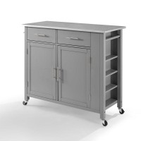 Savannah Stainless Steel Top FullSize Kitchen IslandCart GrayStainless Steel