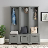 Tara 3Pc Entryway Set Distressed Gray 3 Hall Trees