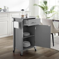 Savannah Stainless Steel Top Compact Kitchen IslandCart GrayStainless Steel