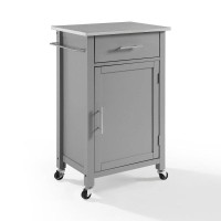 Savannah Stainless Steel Top Compact Kitchen IslandCart GrayStainless Steel