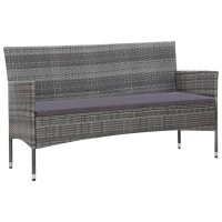 vidaXL 4 Piece Garden Lounge Set With Cushions Poly Rattan Gray 45890