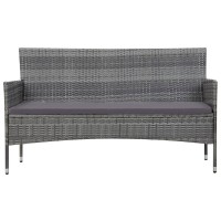 vidaXL 4 Piece Garden Lounge Set With Cushions Poly Rattan Gray 45890