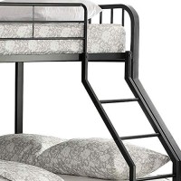 Benjara Industrial Style Twin Over Full Metal Bunk Bed With Tubular Frame, Black