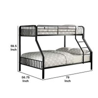 Benjara Industrial Style Twin Over Full Metal Bunk Bed With Tubular Frame, Black