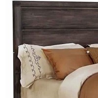 Benjara Wooden Queen Size Bed With Panel Headboard, Brown And Gray