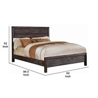 Benjara Wooden Queen Size Bed With Panel Headboard, Brown And Gray