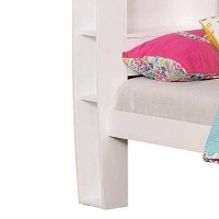 Benjara Transitional Twin Size Wooden Storage Bed With Bookcase Headboard, White