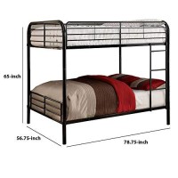 Benjara Industrial Style Full Metal Bunk Bed With Tubular Frame, Black