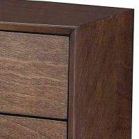 Benjara Mid Century Modern Wooden Nightstand With 2 Drawers And Slanted Legs, Brown
