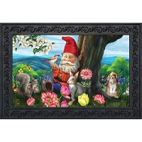 Briarwood Lane Garden Gnome Spring Doormat Birds Floral Indoor Outdoor 30 X 18