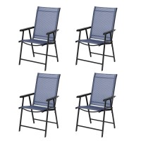 Vingli Upgraded Version Set Of 4 Folding Chairs With Arms Portable Patio Chairs For Outdoor Indoor Sling Back Chairs For Law