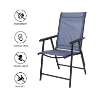 Vingli Upgraded Version Set Of 4 Folding Chairs With Arms Portable Patio Chairs For Outdoor Indoor Sling Back Chairs For Law