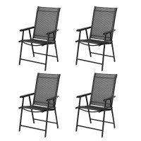 Vingli Upgraded Version Set Of 4 Folding Chairs With Arms Portable Patio Chairs For Outdoor Indoor Sling Back Chairs For Law