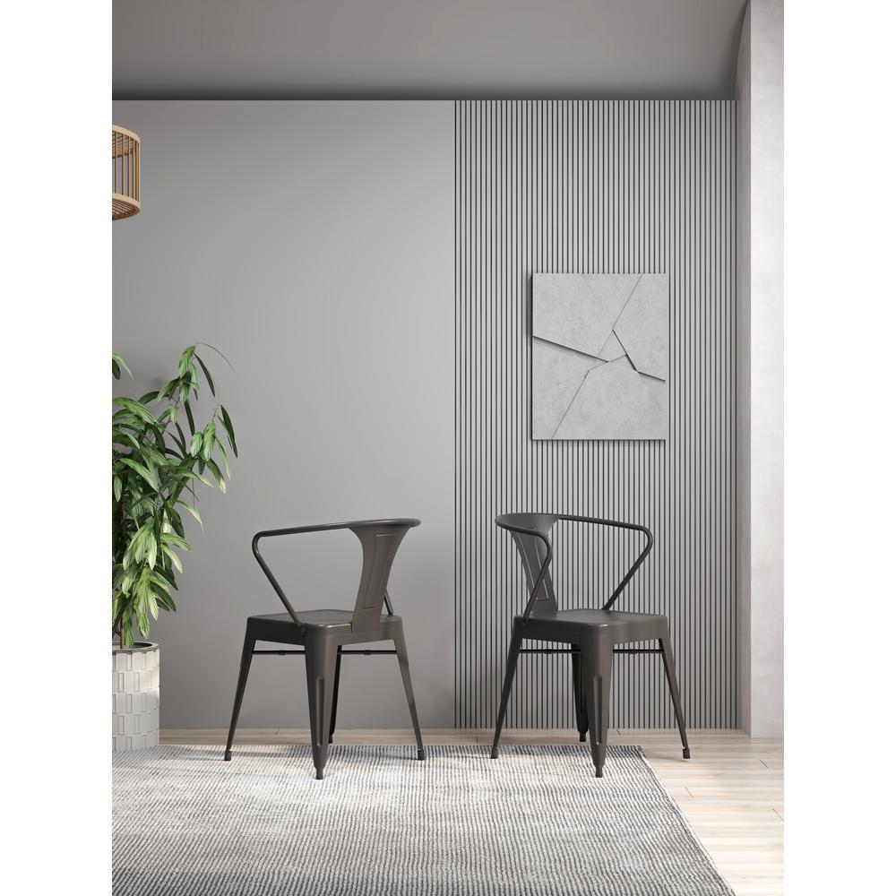 Wallace Bay Norris Dining Arm Chair Set Of 2 Gunmetal Gray