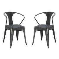 Wallace Bay Norris Dining Arm Chair Set Of 2 Gunmetal Gray