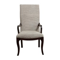 Benjara High Back Arm Chair With Nailhead Trim And Cabriole Legs, Gray And Brown