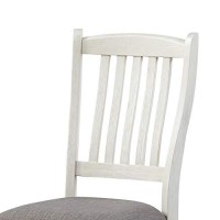 Benjara Wooden Side Chair With Flared Design Slatted Back, Set Of 2, White