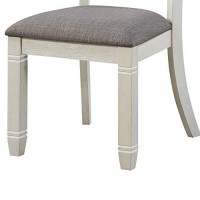 Benjara Wooden Side Chair With Flared Design Slatted Back, Set Of 2, White