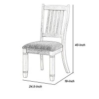 Benjara Wooden Side Chair With Flared Design Slatted Back, Set Of 2, White