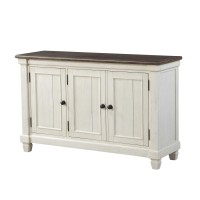 Benjara 3 Door Storage Wooden Server With Round Knobs And Tapered Feet, White