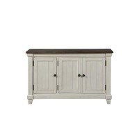 Benjara 3 Door Storage Wooden Server With Round Knobs And Tapered Feet, White