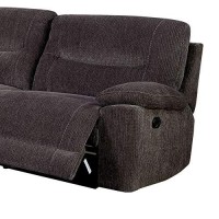 Benjara Fabric Upholstered Recliner Sectional Sofa With Chaise And Console, Gray