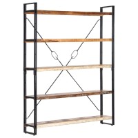 vidaXL Bookshelf, Open Shelf 5-Tier Bookcase, Wall Bookshelf for Office Living Room, Freestanding Shelving Unit, Industrial, Solid Reclaimed Wood