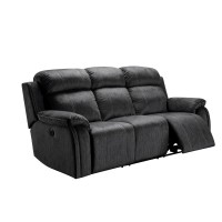 Fabric Upholstered Reclining Sofa with Flared Pillow Top Armrests, Black