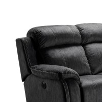 Fabric Upholstered Reclining Sofa with Flared Pillow Top Armrests, Black