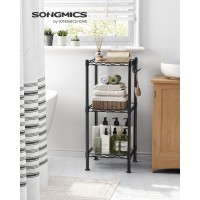 Songmics 4Tier Bathroom Shelf Storage Rack For Small Space With 4 Pp Shelf Liners Removable Hook Extendable Design Ink Bla