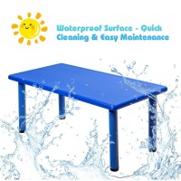 Costzon 47 X 23.5 Inch Rectangular Kids Table, Children School Activity Table For Reading Drawing Dining Playing, Multifunctional Plastic Table W/Steel Pipe, Toddler Furniture For Boys & Girls (Blue)