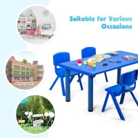 Costzon 47 X 23.5 Inch Rectangular Kids Table, Children School Activity Table For Reading Drawing Dining Playing, Multifunctional Plastic Table W/Steel Pipe, Toddler Furniture For Boys & Girls (Blue)