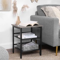 Vasagle Indestic End Table, Nightstand With 2 Adjustable Mesh Shelves, Stable Metal Frame, Easy Assembly, For Living Room, 15.7?? X 15.7?? X 21.7?? (40 X 40 X 55 Cm), Greige + Black