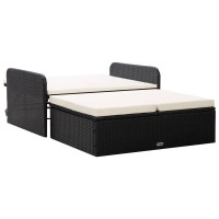 vidaXL 2 Piece Garden Lounge Set with Cushions Poly Rattan Black 46078