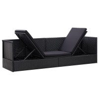 vidaXL Outdoor Sofa with Cushion and Pillow Poly Rattan Black 46087