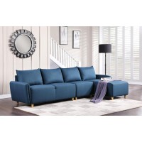 Acme Marcin Sectional Sofa In Blue Fabric