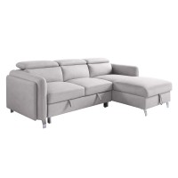 Acme Reyes Wood Frame Sectional Sofa With Sleeper In Beige Nubuck