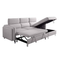 Acme Reyes Wood Frame Sectional Sofa With Sleeper In Beige Nubuck