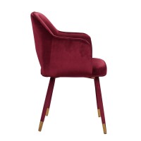 Acme Applewood Velvet Upholstered Accent Chair In Bordeaux Red And Gold
