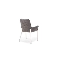 Benjara Bonded Leather Dining Chair With Flared Armrest And Metal Legs, Gray