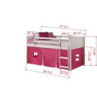 TWIN LOUVER LOW LOFT WHITE WPINK TENT