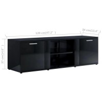 Vidaxl Tv Stand, Tv Stand For Living Room, Sideboard With Compartment, Tv Console Media Unit Cupboard, Scandinavian, High Gloss Gray Engineered Wood