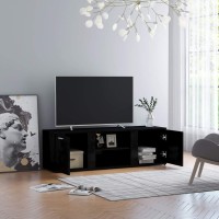 Vidaxl Tv Stand, Tv Stand For Living Room, Sideboard With Compartment, Tv Console Media Unit Cupboard, Scandinavian, High Gloss Gray Engineered Wood