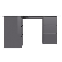 Vidaxl Corner Desk, L-Shaped Computer Desk With Storage, Home Office Desk, Workstation Table, Scandinavian Style, Gray Engineered Wood